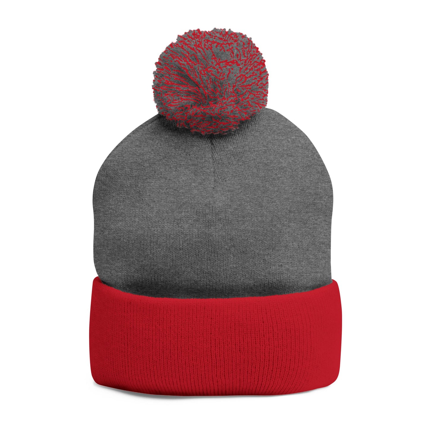 Classic Pom-Pom Knit Cap with Embroidery
