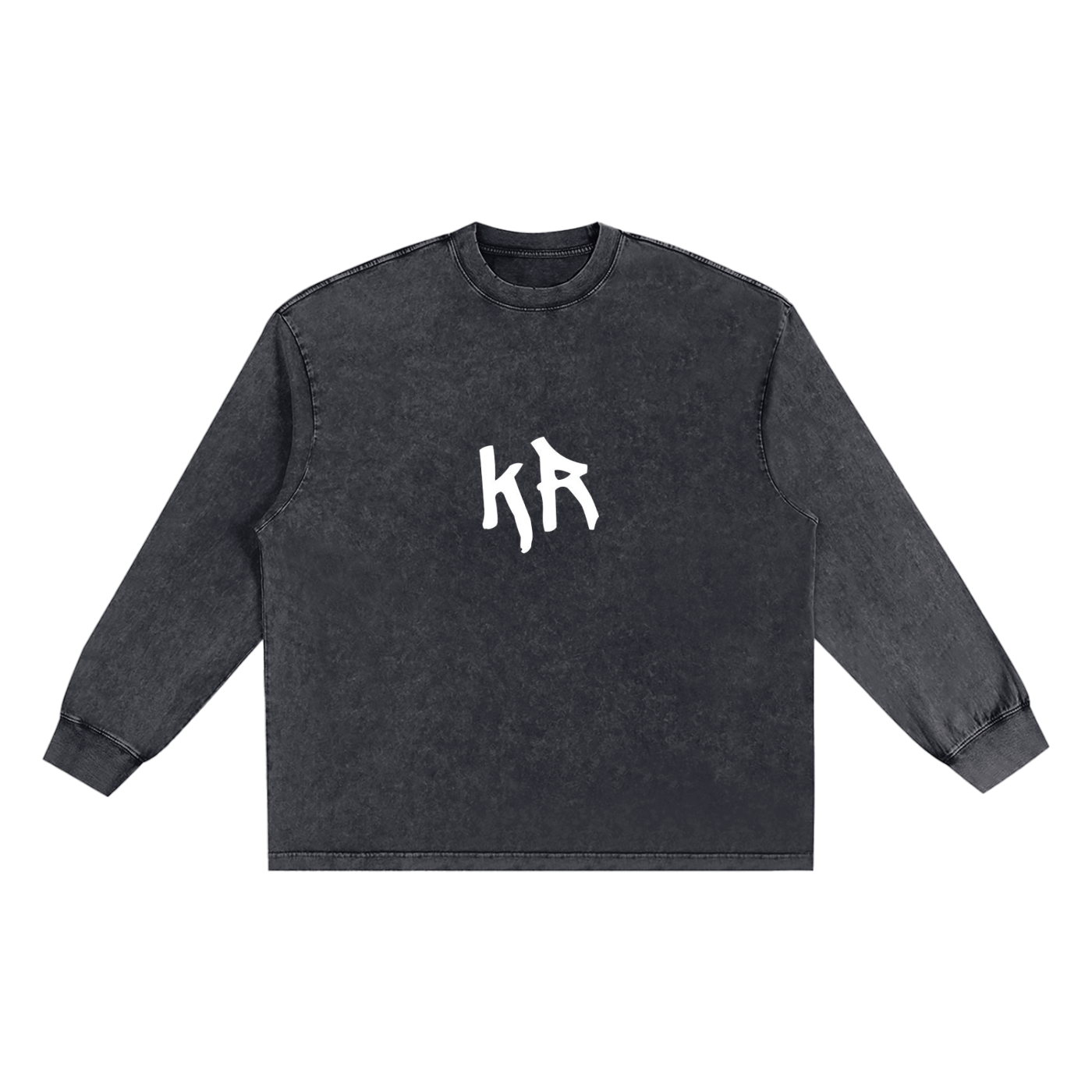 Snow Washed Frayed Edge T-Shirt (White Print)