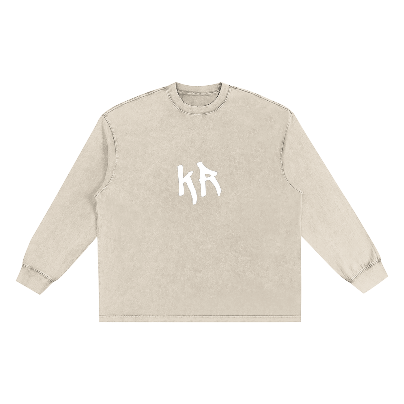 Snow Washed Frayed Edge T-Shirt (White Print)