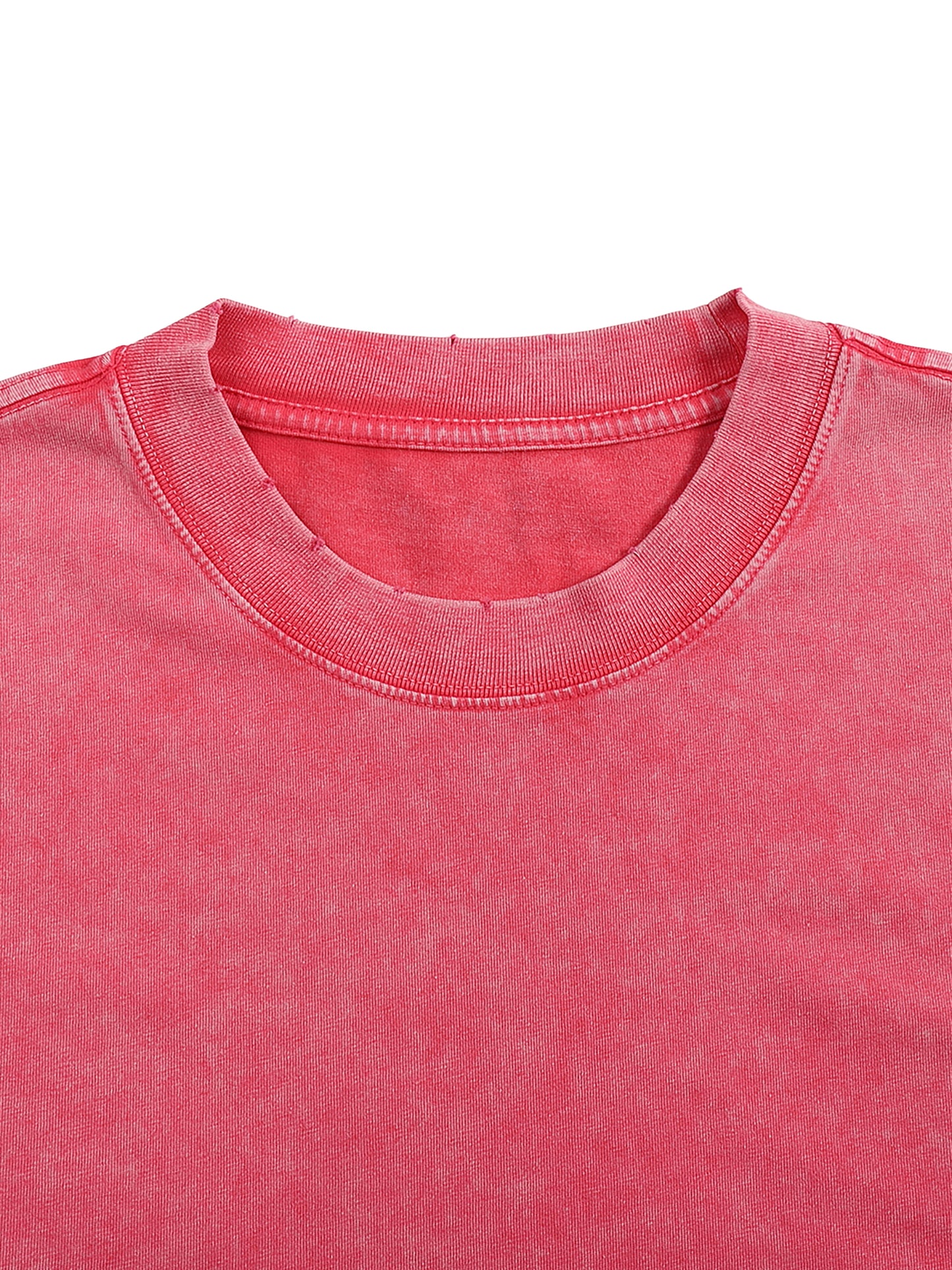 Snow Washed Frayed Edge T-Shirt (White Print)