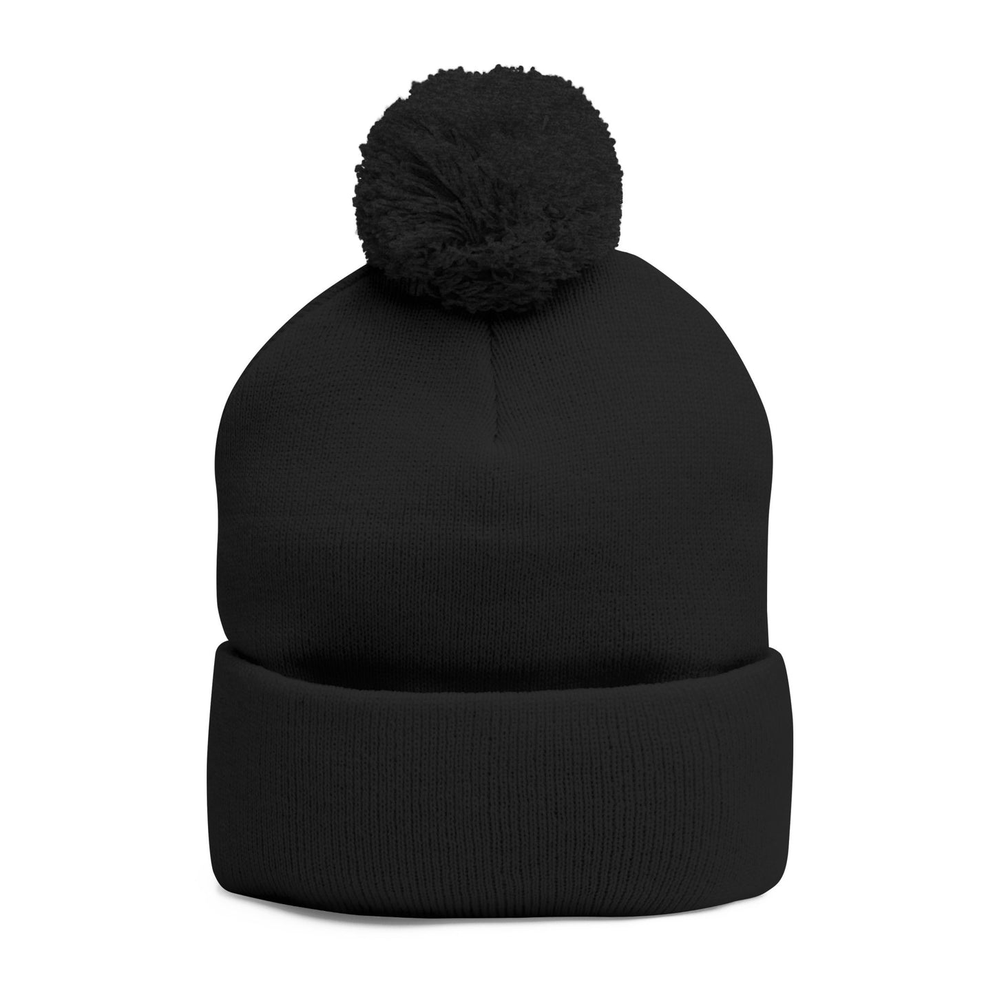 Classic Pom-Pom Knit Cap with Embroidery