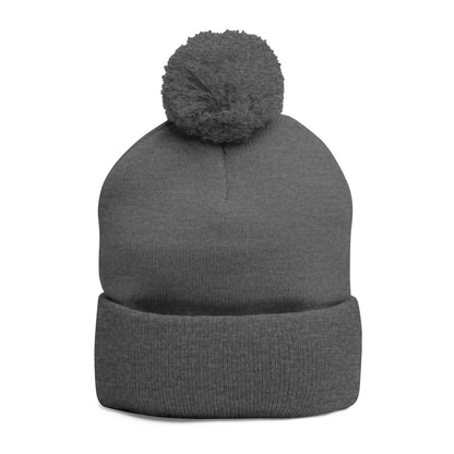 Classic Pom-Pom Knit Cap with Embroidery