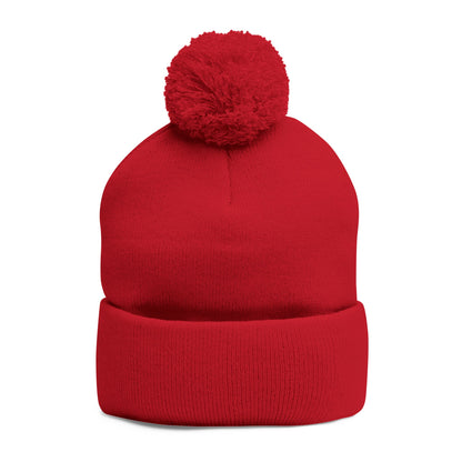 Classic Pom-Pom Knit Cap with Embroidery