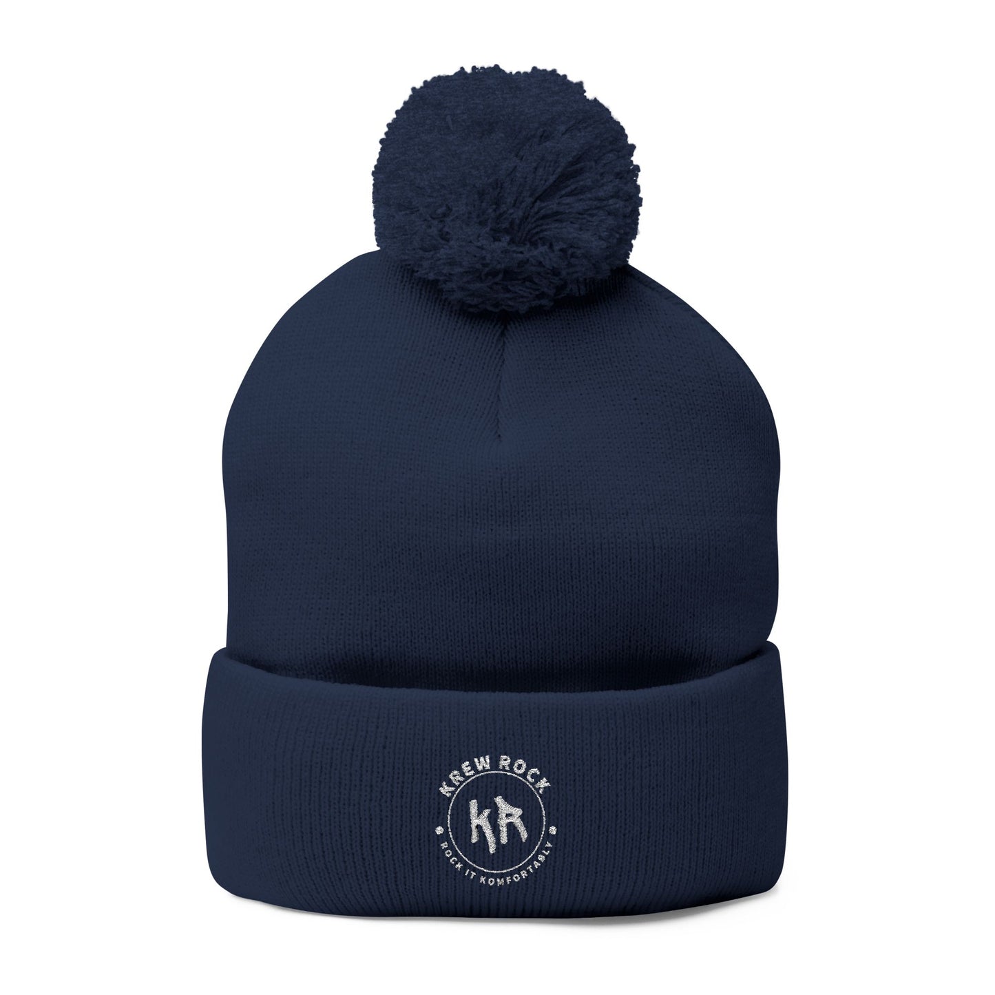 Classic Pom-Pom Knit Cap with Embroidery