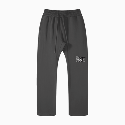 Unisex Casual Straight Leg Pants (Black Logo)