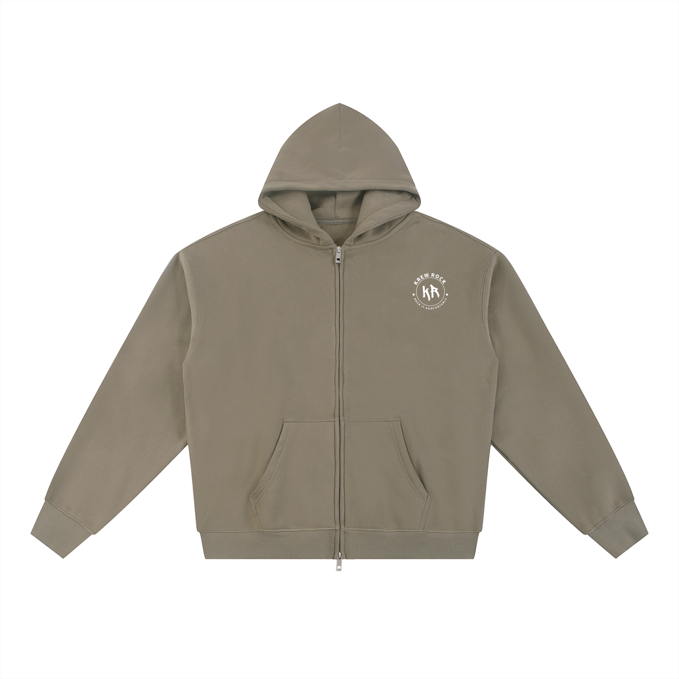 Essential Fleece Zip-Through Hoodie (White Logo)