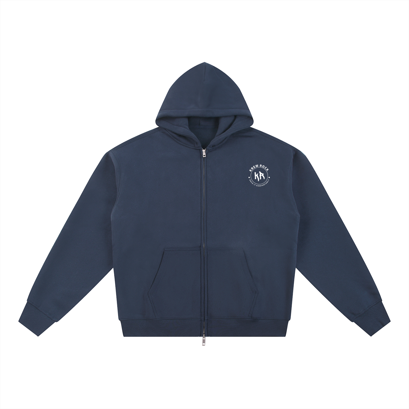 Essential Fleece Zip-Through Hoodie (White Logo)