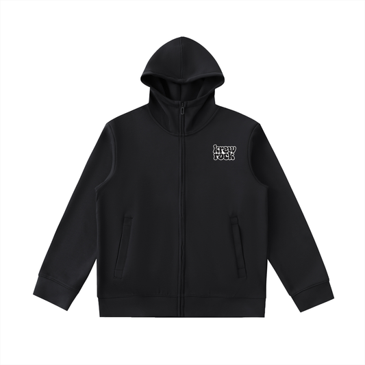 Heavyweight High Neck  Zip-Up Hoodie (Black Logo)