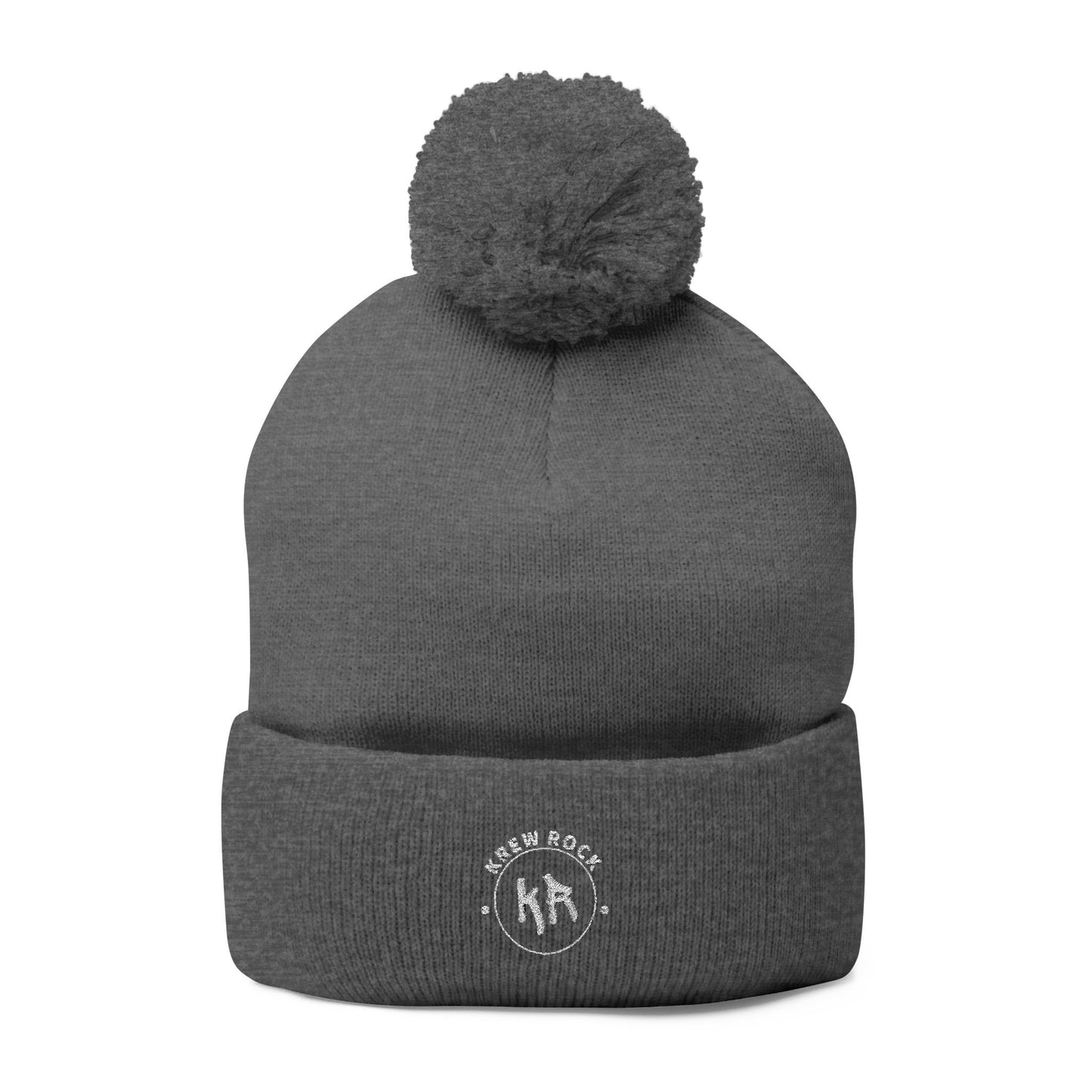 Classic Pom-Pom Knit Cap with Embroidery