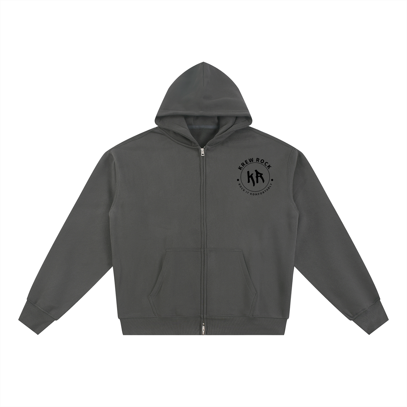 Essential Fleece Zip-Through Hoodie (Black Print)
