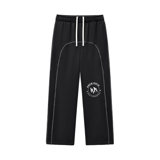 Contrast-Stitched Fleece Sweatpants (White Logo)