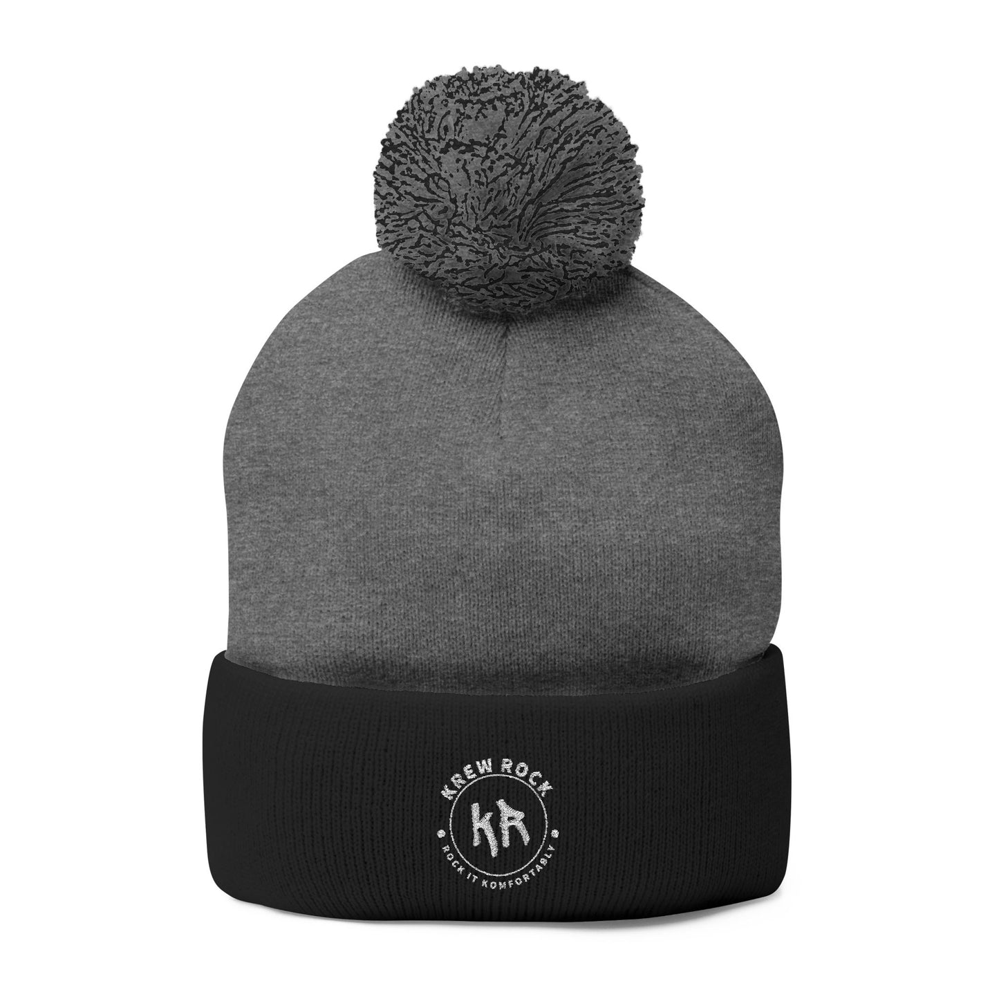 Classic Pom-Pom Knit Cap with Embroidery