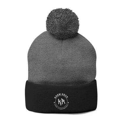 Classic Pom-Pom Knit Cap with Embroidery