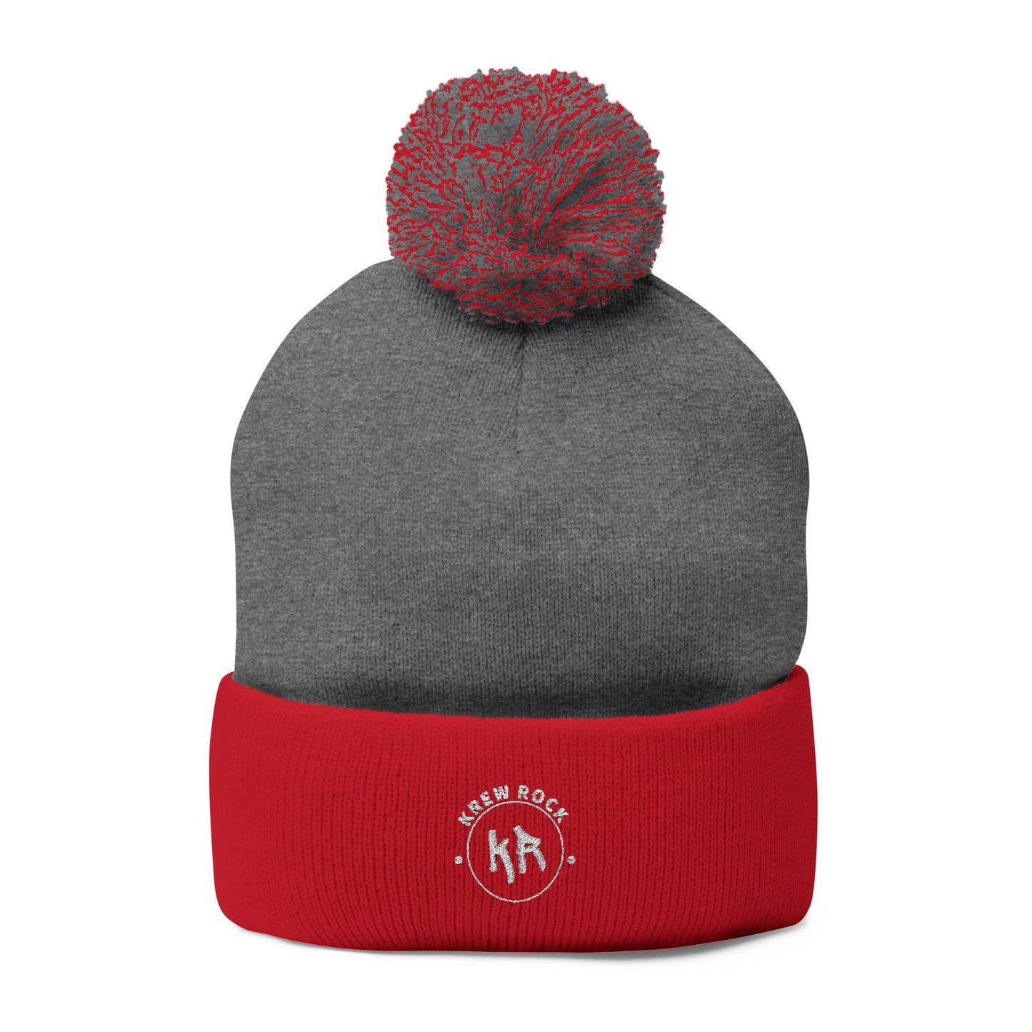 Classic Pom-Pom Knit Cap with Embroidery