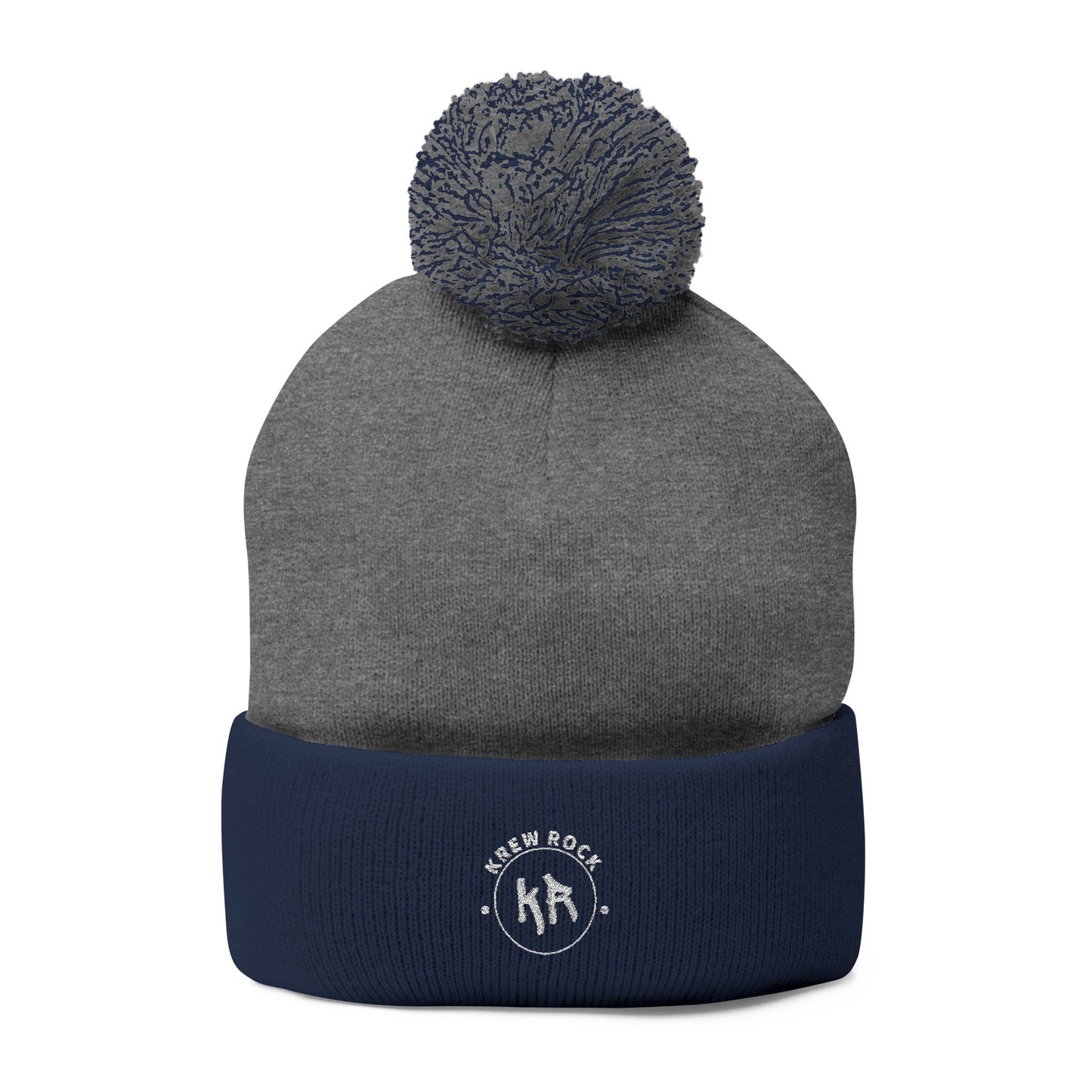Classic Pom-Pom Knit Cap with Embroidery