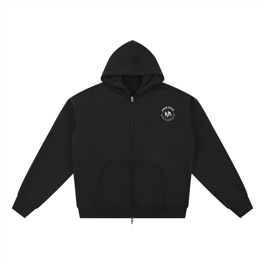 Essential Fleece Zip-Through Hoodie (White Logo)