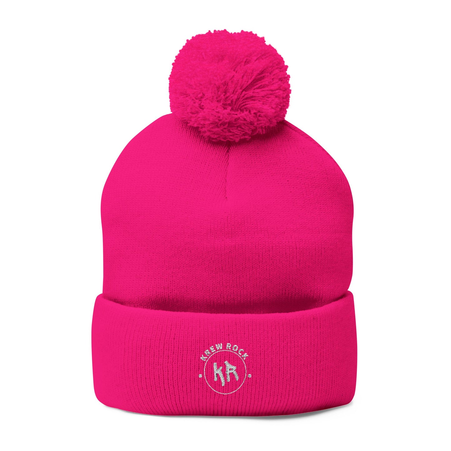 Classic Pom-Pom Knit Cap with Embroidery