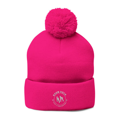 Classic Pom-Pom Knit Cap with Embroidery