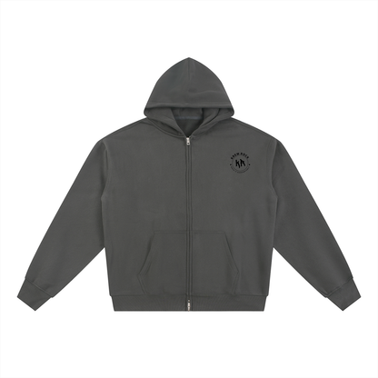 Essential Fleece Zip-Through Hoodie (Black Logo)