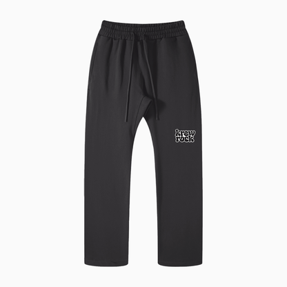 Unisex Casual Straight Leg Pants (Black Logo)