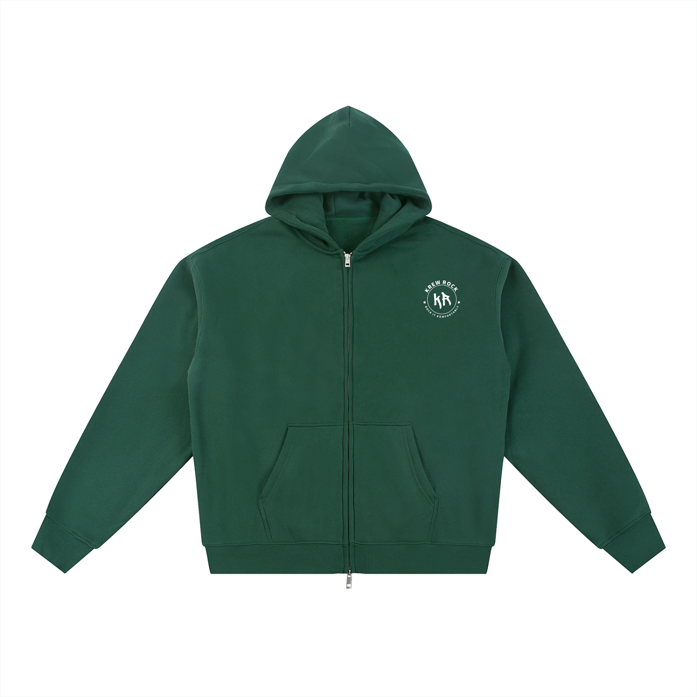 Essential Fleece Zip-Through Hoodie (White Logo)