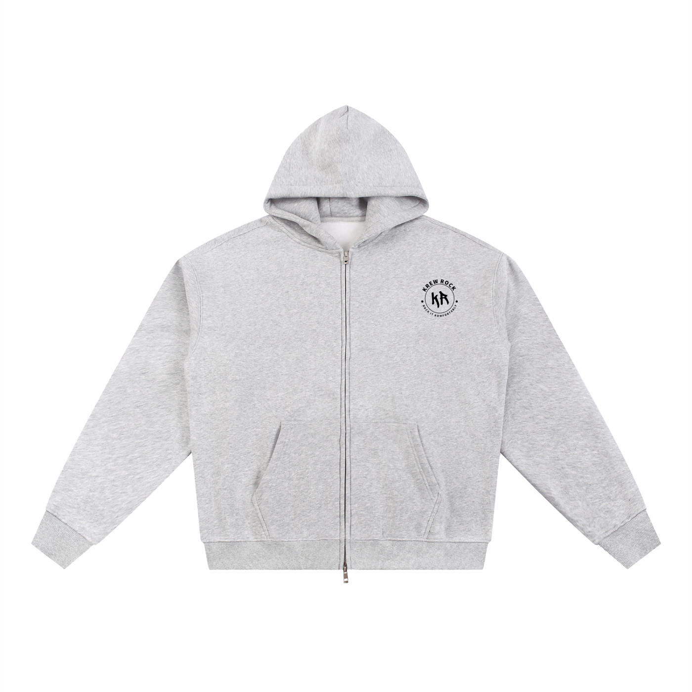 Essential Fleece Zip-Through Hoodie (Black Logo)