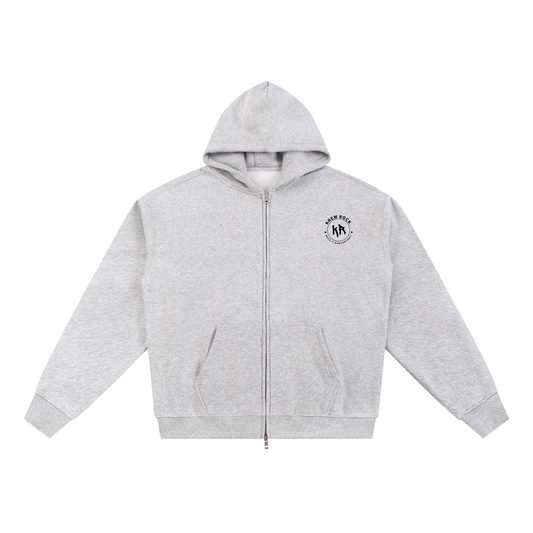 Essential Fleece Zip-Through Hoodie (Black Logo)