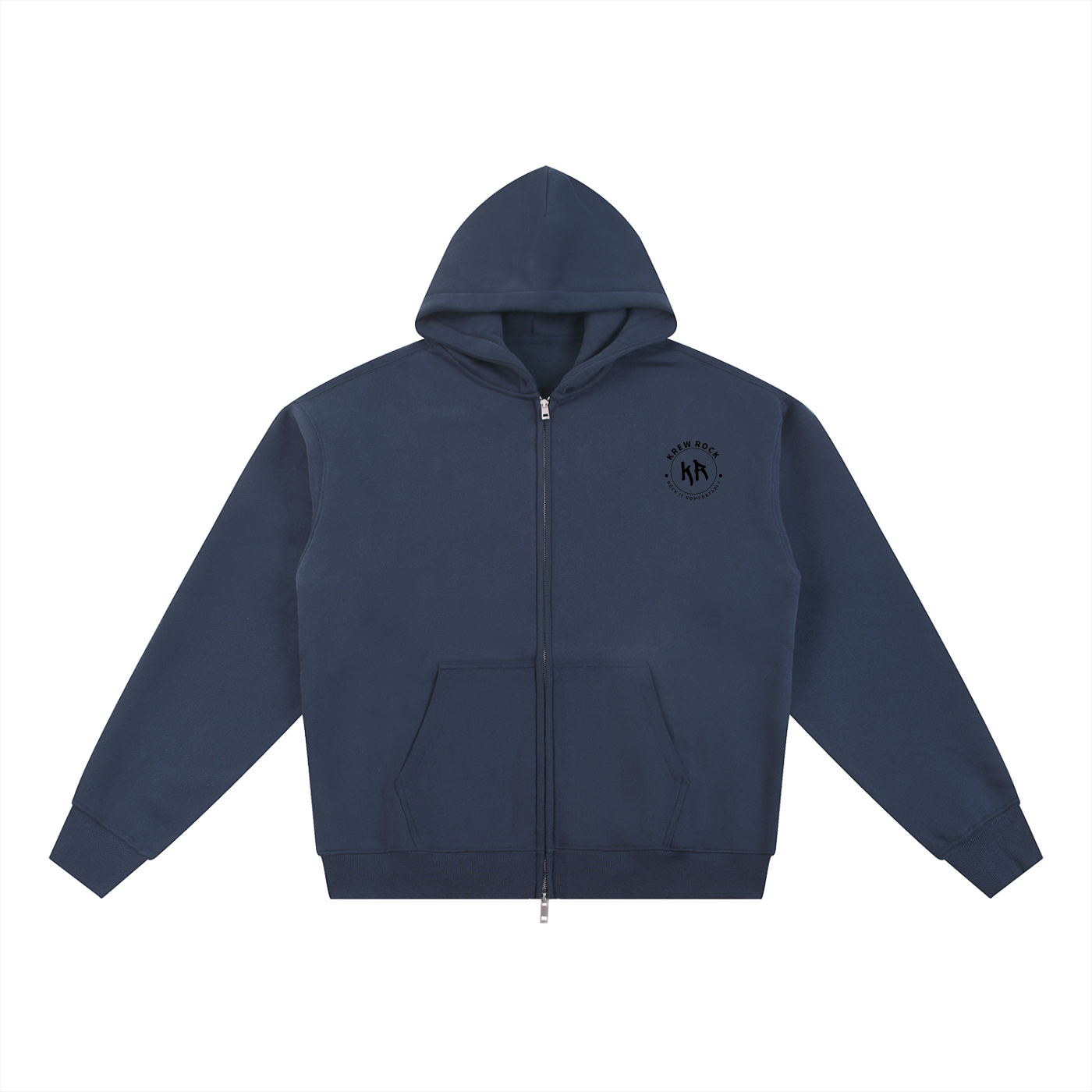 Essential Fleece Zip-Through Hoodie (Black Logo)