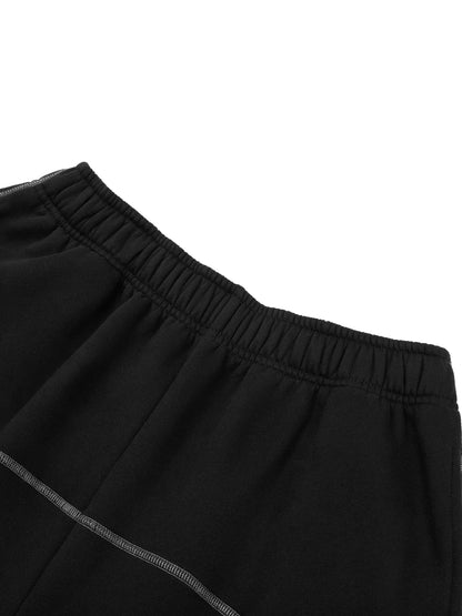 Contrast-Stitched Fleece Sweatpants (Black Logo)