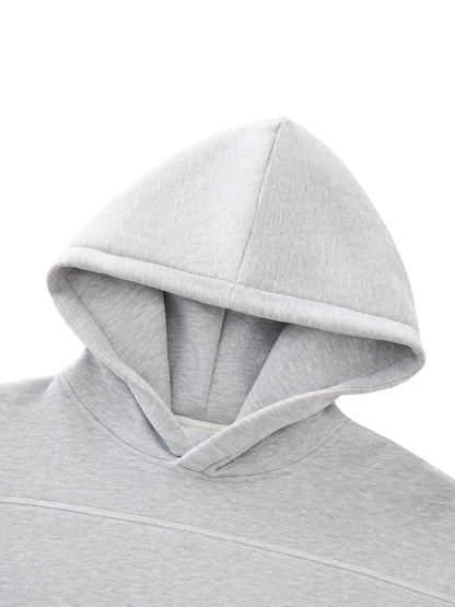 Contrast-Stitched Boxy Fleece Hoodie (White Logo)