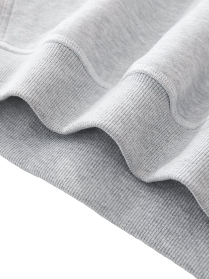 Contrast-Stitched Boxy Fleece Hoodie (White Logo)