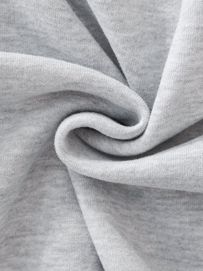 Contrast-Stitched Boxy Fleece Hoodie (Black Logo)