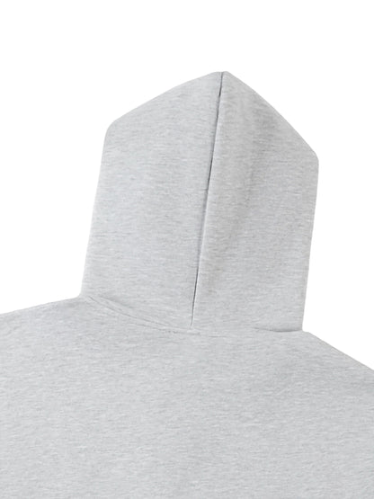 Contrast-Stitched Boxy Fleece Hoodie (White Logo)